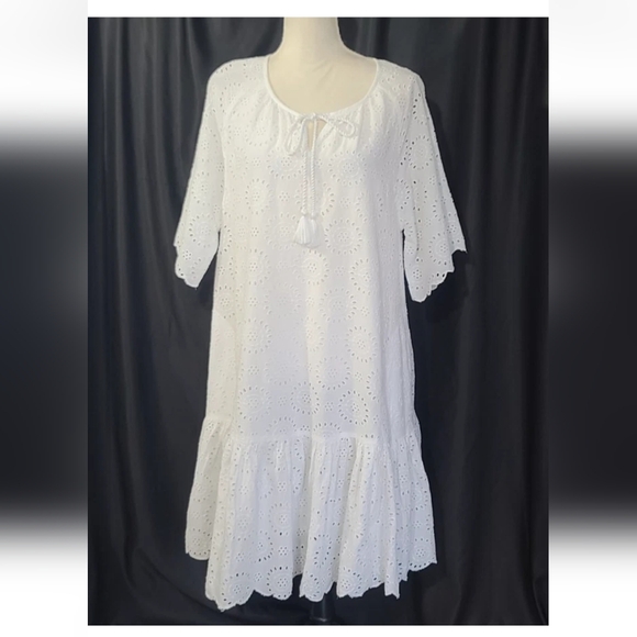 Ruby Yaya Womens Designer White Eyelet Aline Dress Medium - Picture 1 of 6